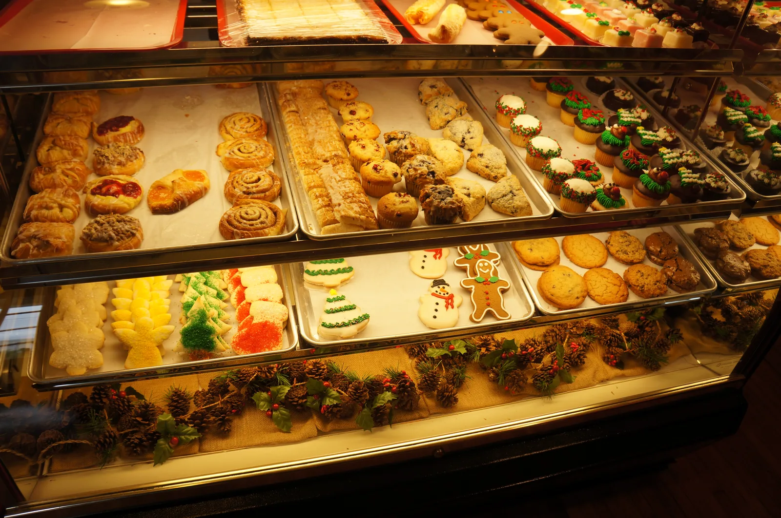 A bakery case of pastries, muffins and holiday cookies in Greenville, South Carolina. The photo was not taken at a Sandy Springs bakery.