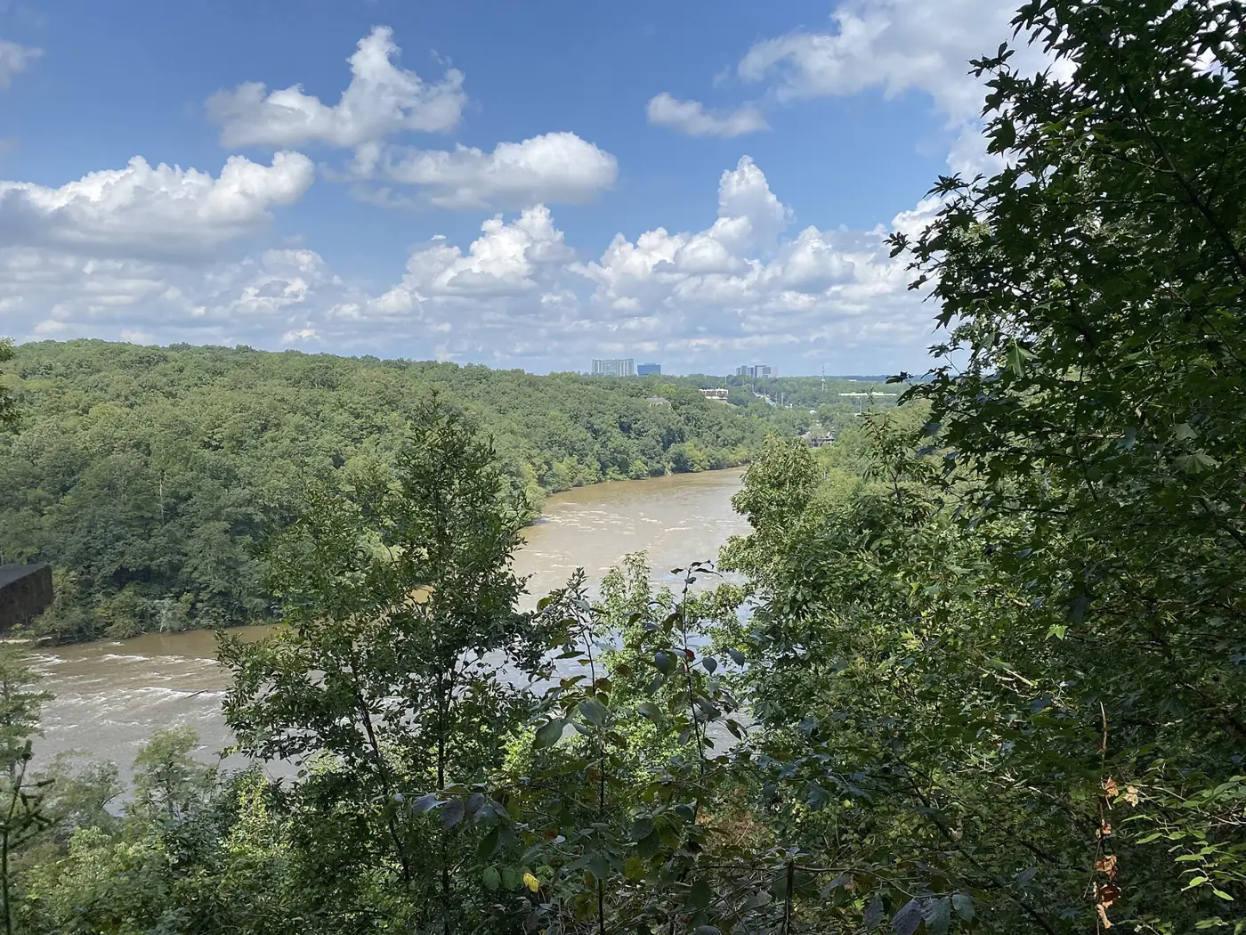 The Chattahoochee River from a wooded overlook in the national recreation area at Sandy Springs