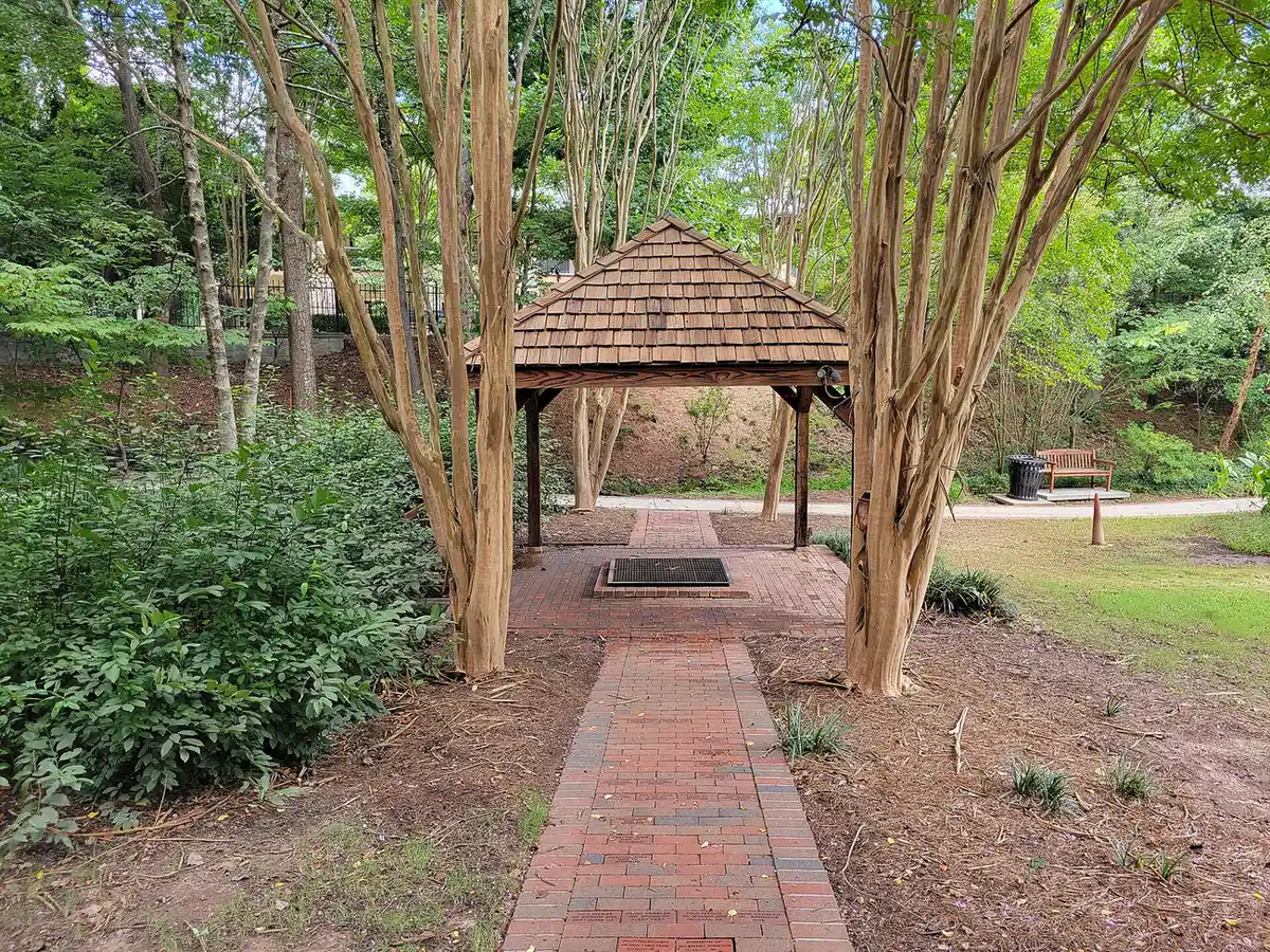 The gazebo at the spring site in Heritage Sandy Springs park