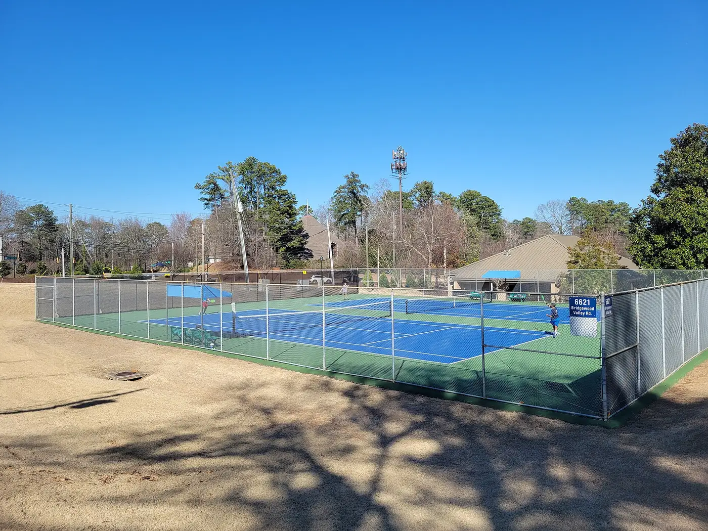 Tennis courts at Abernathy Park, a city park on Johnson Ferry Road